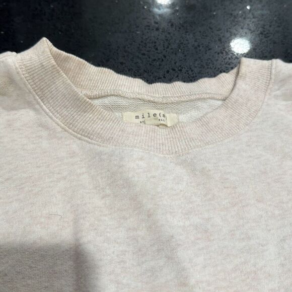 Miles Madewell Women's Ruffle Front Oatmeal Heather Crewneck Sweater Size Small - Picture 4 of 7